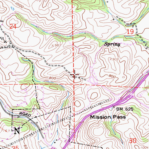 Topographic Map of Mission Pass Quarry, CA