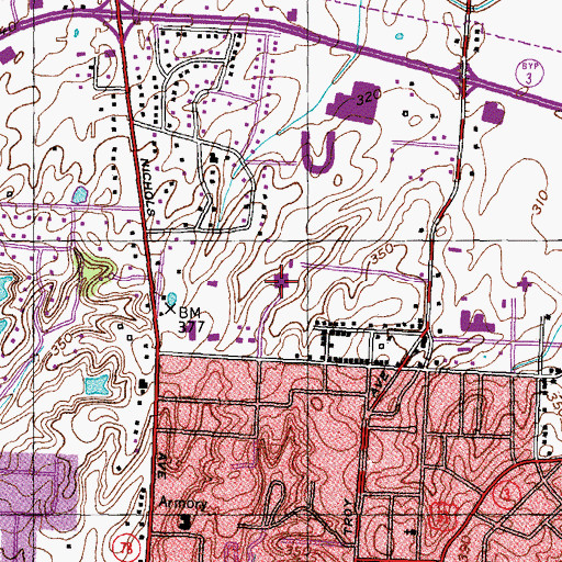 Topographic Map of E H Lannom Jr Gymnasium, TN