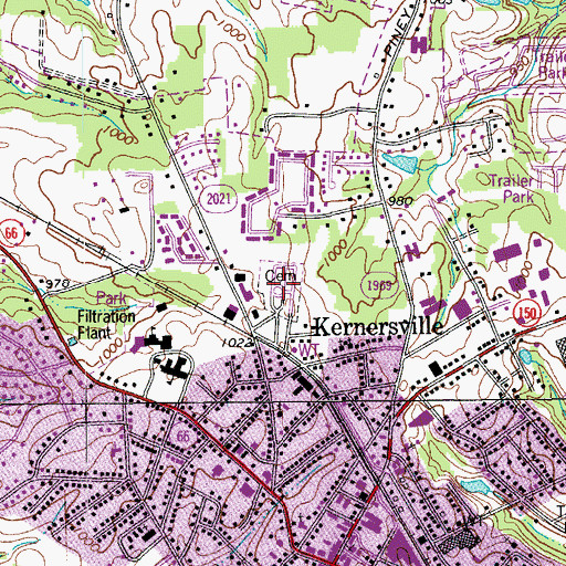 Topographic Map of Mount Gur Cemetery, NC