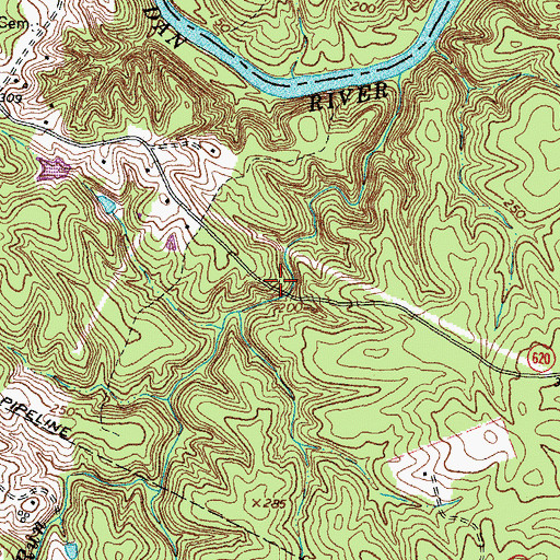 Topographic Map of Hunting Run Dam, VA
