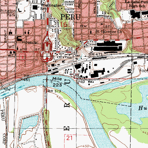 Topographic Map of City of Peru Wastewater Treatment Plant, IL