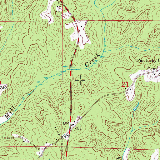 Topographic Map of Blue Cut, AL