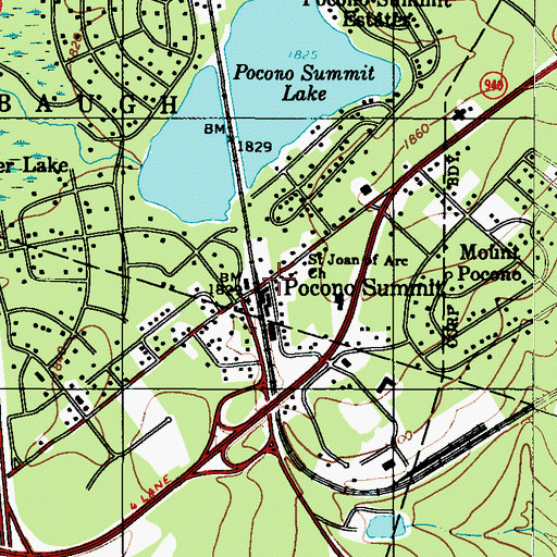 Topographic Map of Stillwater Lakes, PA