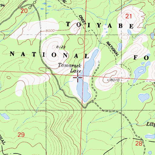 Topographic Map of Tamarack Lake, CA