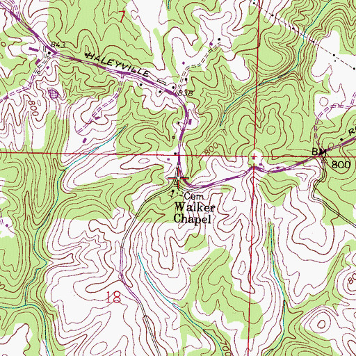 Topographic Map of Booger Tree (historical), AL