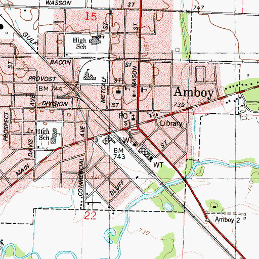 Topographic Map of Amboy City Hall, IL