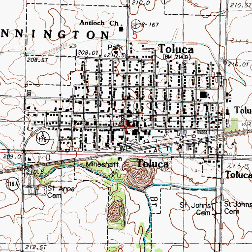 Topographic Map of Toluca City Hall, IL