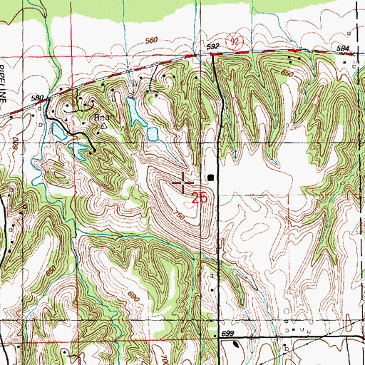 Topographic Map of Watts Landfill, IL