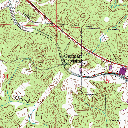 Topographic Map of German Crossing, AL