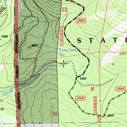 Topographic Map of Tamarack Spring, CA