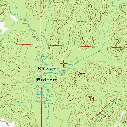 Topographic Map of Kaeiser Bottoms (historical), AL