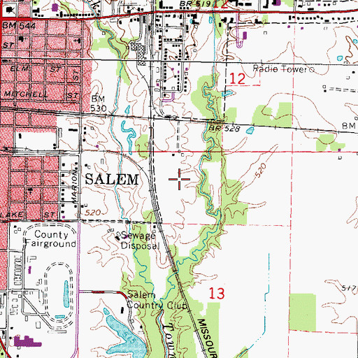 Topographic Map of Salem Landfill, IL