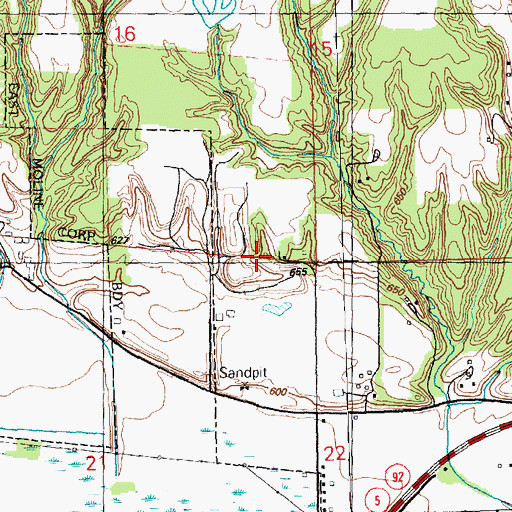 Topographic Map of Upper Rock Island County Landfill, IL