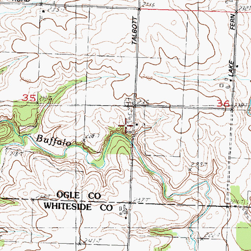 Topographic Map of Buffalo Creek Farms, IL