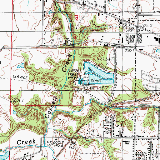 Topographic Map of Charleston Wastewater Treatment Plant, IL