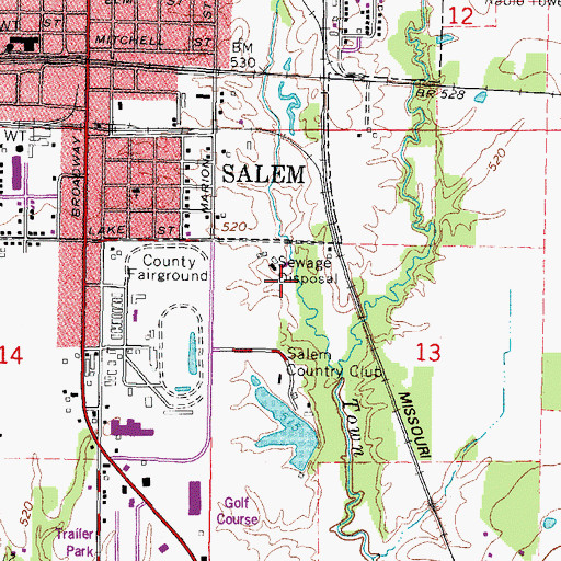 Topographic Map of Salem Sewage Treatment Plant, IL