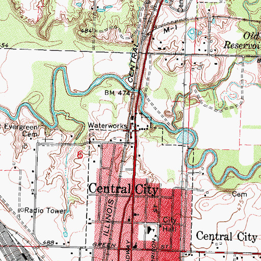Topographic Map of Centralia Water Treatment Plant, IL