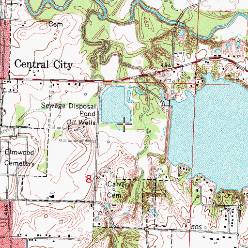 Topographic Map of Central City Sewage Treatment Plant, IL