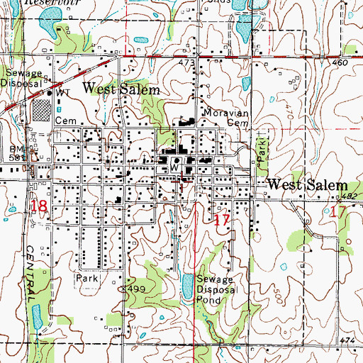 Topographic Map of West Salem City Hall, IL