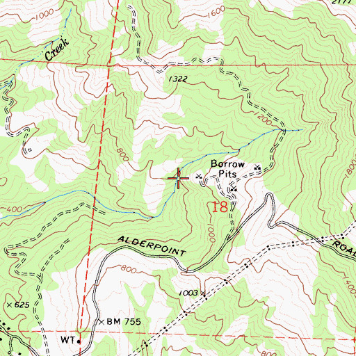 Topographic Map of Monschke Quarry, CA
