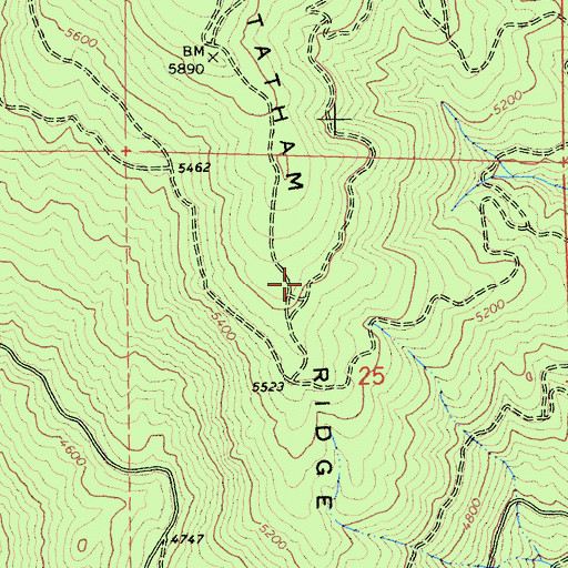Topographic Map of Tatham Ridge, CA