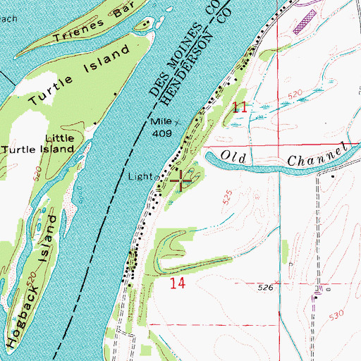 Topographic Map of Drew Chute Post Light, IA