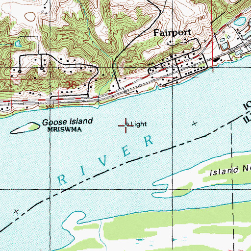 Topographic Map of Hershey Chute Post Light, IA