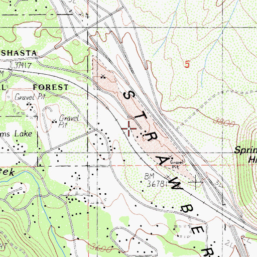 Topographic Map of Mount Shasta Pit, CA