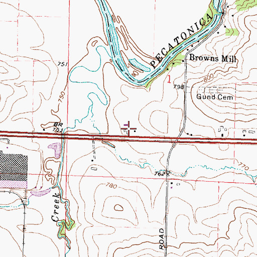 Topographic Map of Williams Farm, IL