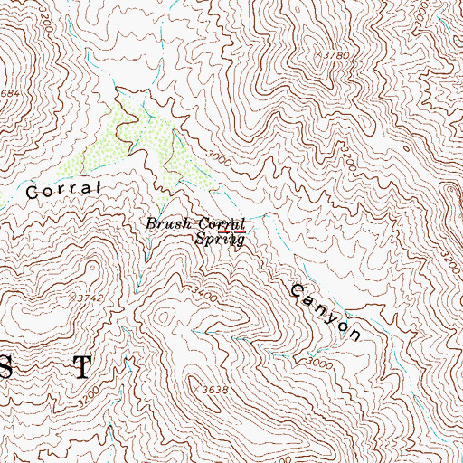 Topographic Map of Brush Corral Spring, AZ