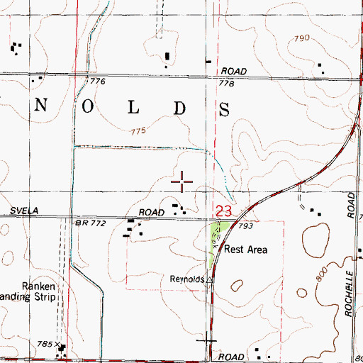 Topographic Map of Svela Farms, IL