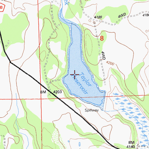 Topographic Map of Taylor Reservoir, CA
