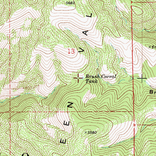 Topographic Map of Brush Corral Tank, AZ