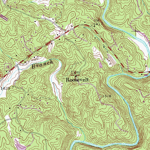 Topographic Map of Dover Chapel Cemetery, GA
