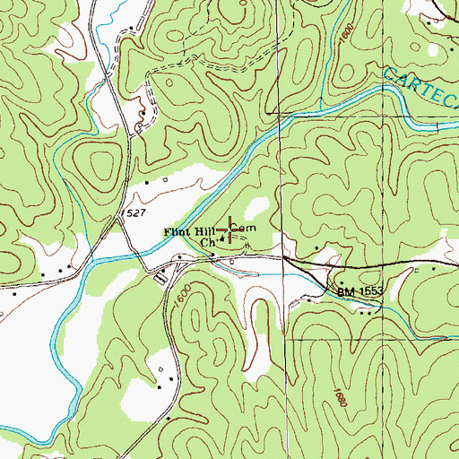 Topographic Map of Flint Hill Cemetery, GA