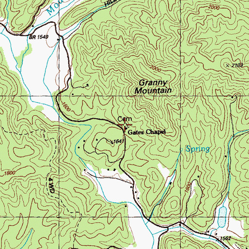 Topographic Map of Gates Chapel United Methodist Church Cemetery, GA