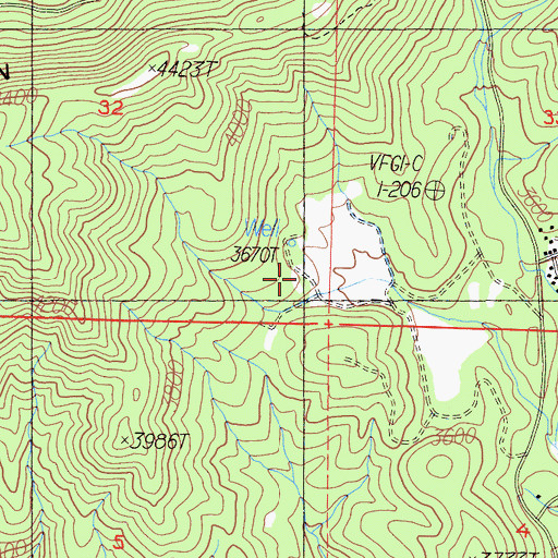 Topographic Map of Teaford Ranch (historical), CA
