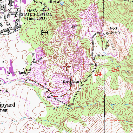 Topographic Map of Napa Quarry, CA
