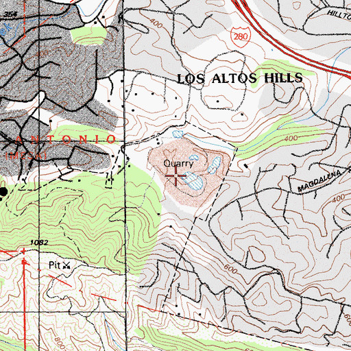 Topographic Map of Near Quarry (historical), CA