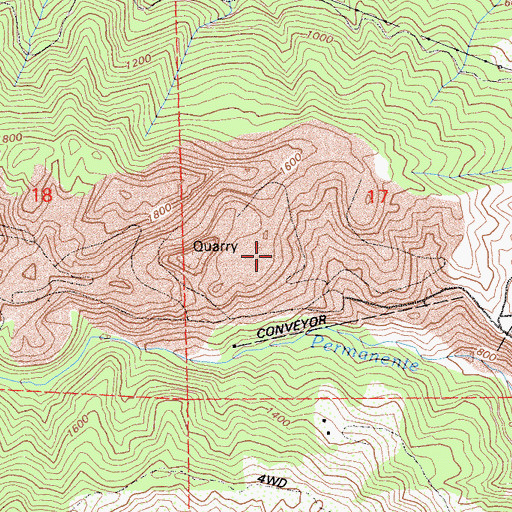 Topographic Map of Neary Rock Quarry, CA