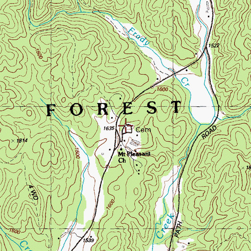 Topographic Map of Mount Pleasant Baptist Church Cemetery Number 1, GA