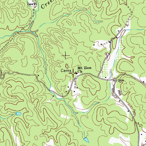 Topographic Map of Mount Zion Baptist Church Cemetery, GA