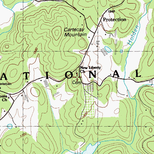 Topographic Map of New Liberty Baptist Church Cemetery, GA