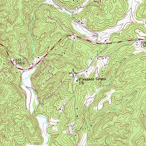 Topographic Map of Pleasant Grove Baptist Church Cemetery, GA