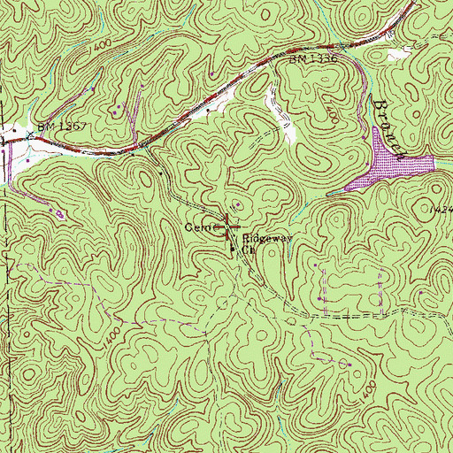 Topographic Map of Ridgeway Baptist Church Cemetery, GA