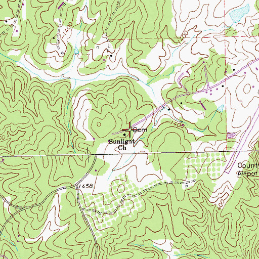 Topographic Map of Sunlight Baptist Church Cemetery, GA