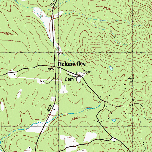 Topographic Map of Tickanetley Primitive Baptist Church, GA