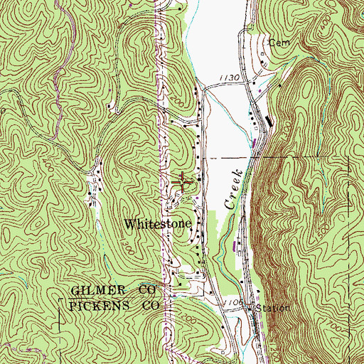 Topographic Map of Whitestone Baptist Church Cemetery, GA