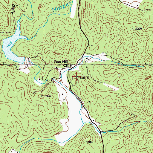 Topographic Map of Zion Hill Baptist Church Cemetery, GA