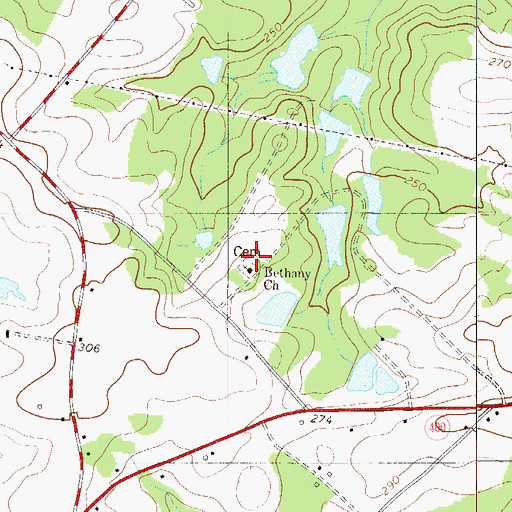 Topographic Map of Bethany Baptist Church Cemetery, SC